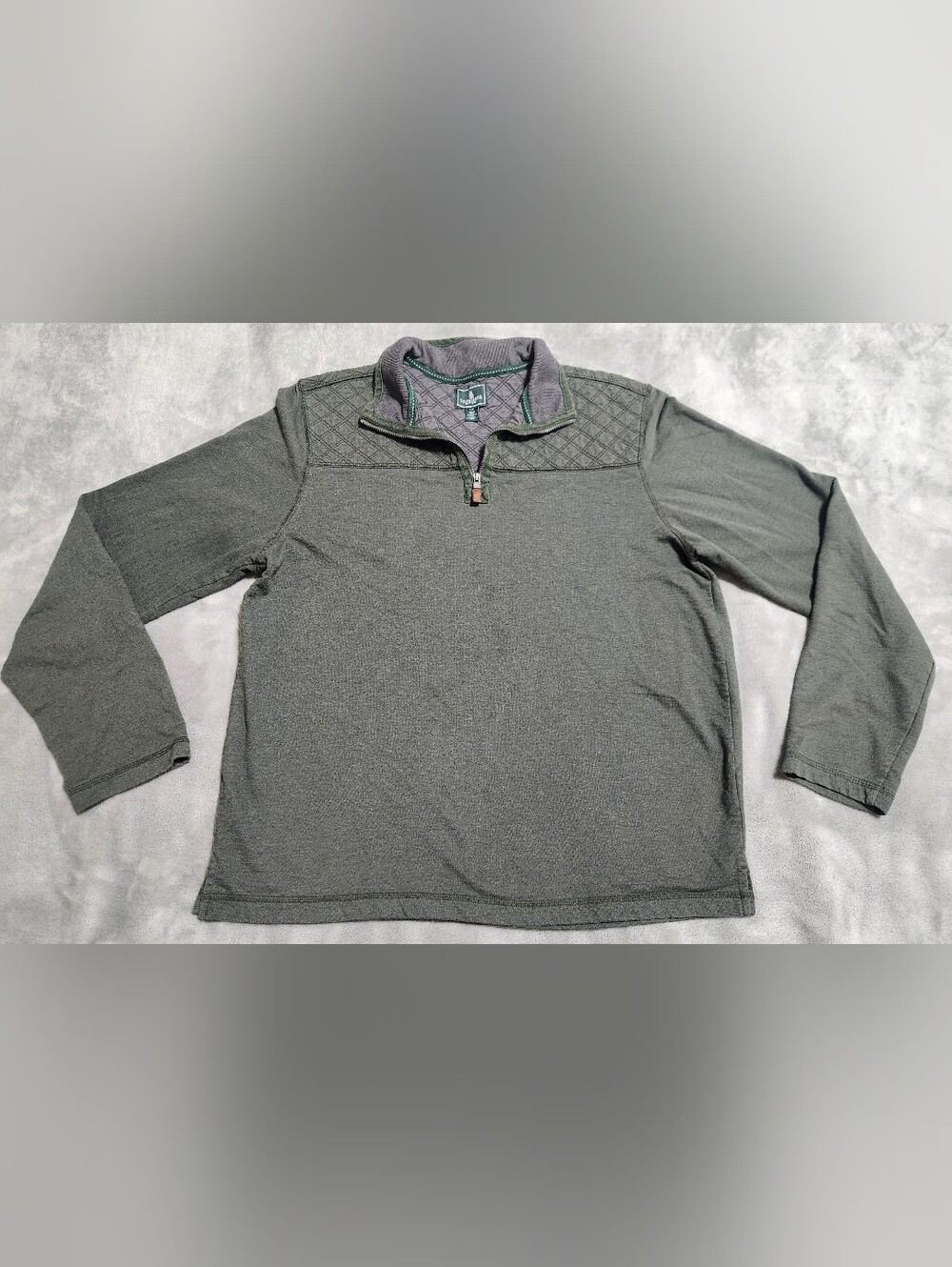 G.H. Bass & Co. Quilted 1/4 Zip Pullover Green Large